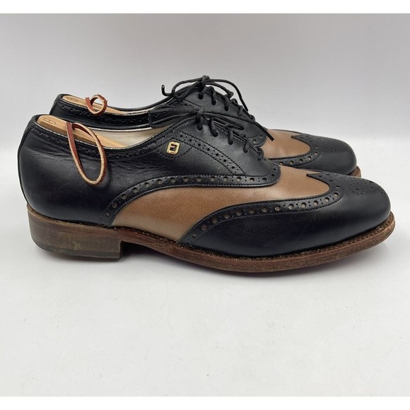 Vintage Footjoy Classics Women 8.5 B Leather Wingtip Golf Shoes Made USA - Picture 5 of 16